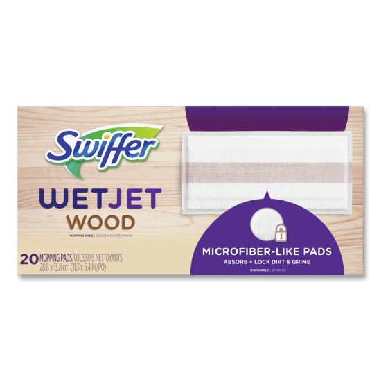 WetJet System Wood Mopping Pad, 5.4 x 11.3, White, 20/Pack1