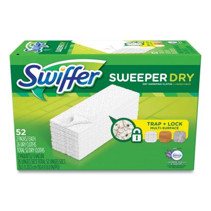 Dry Refill Cloths, 1-Ply, 10.63" x 8", Lavender and Vanilla, White, 52/Box1