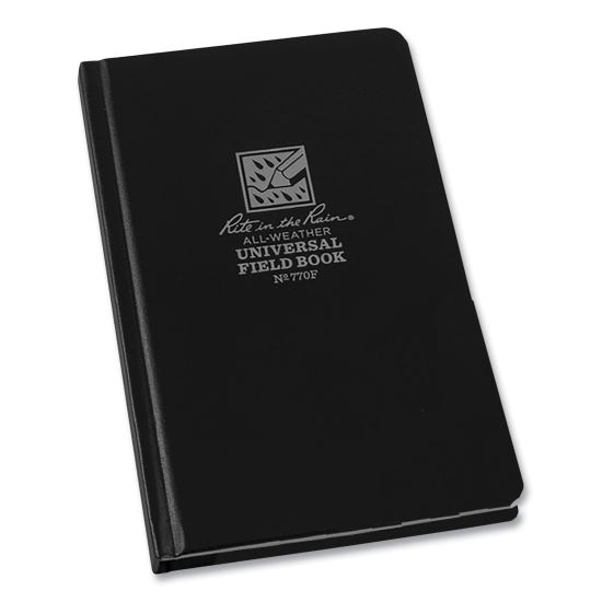 All-Weather Hardbound Notebook, Universal: Narrow Rule and Quadrille Rule, Black Cover, (80) 7.25 x 4.38 Sheets1