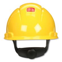 SecureFit Hard Hat with Uvicator, Four-Point Ratchet Suspension, Yellow1