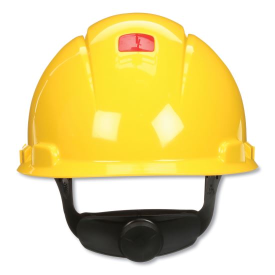 SecureFit Hard Hat with Uvicator, Four-Point Ratchet Suspension, Yellow1