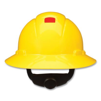 SecureFit Full Brim Hard Hat with Uvicator, Four-Point Ratchet Suspension, Yellow1