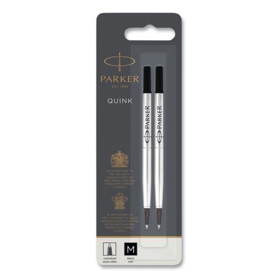 Quink Refill for Parker Rollerball Pen, Medium Tip, Black Ink, 2/Pack1