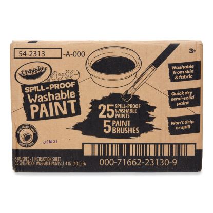 Spill Proof Washable Paints, 5 Colors, 1.4 oz Cups, 5 Sets/Carton1