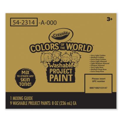 Colors of the World Washable Paint, 9 Assorted Colors, 8 oz Bottles, 9/Pack1