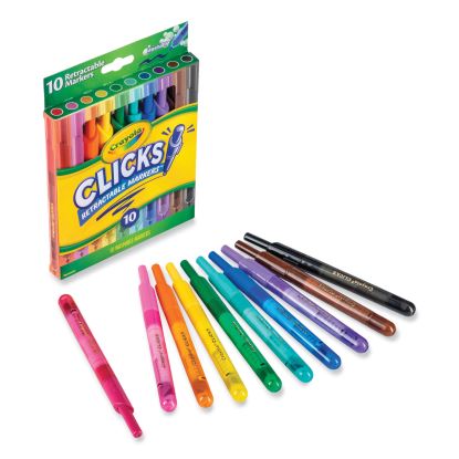 Super Clicks Retractable Markers, Assorted Tip Size, Conical Tip, Assorted Colors, 10/Pack1