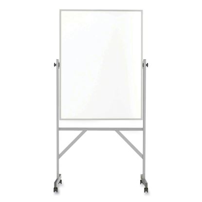 Reversible Magnetic Porcelain Whiteboard with Satin Aluminum Frame and Stand, 36 x 48, White Surface, Ships in 7-10 Bus Days1