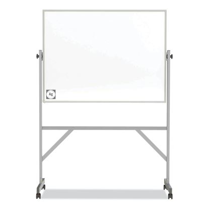 Reversible Magnetic Hygienic Porcelain Whiteboard, Satin Aluminum Frame/Stand, 48 x 36, White Surface, Ships in 7-10 Bus Days1