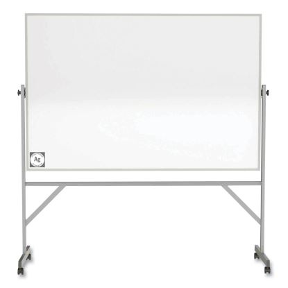 Reversible Magnetic Hygienic Porcelain Whiteboard, Satin Aluminum Frame/Stand, 72 x 48, White Surface, Ships in 7-10 Bus Days1