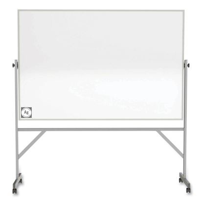 Reversible Magnetic Hygienic Porcelain Whiteboard, Satin Aluminum Frame/Stand, 96 x 48, White Surface, Ships in 7-10 Bus Days1