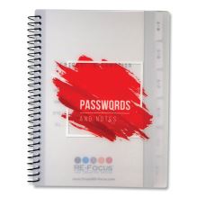 Pocket-Style Password Log Book, 480 Total Entries, 4 Entries/Page, White/Red Poly Cover, (60) 7 x 5.5 Sheets1