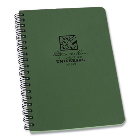 All-Weather Wire-O Notebook, Universal: Narrow Rule and Quadrille Rule, Dark Green Cover, (32) 7 x 4.63 Sheets1