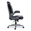 Alera Leithen Bonded Leather Midback Chair, Supports Up to 275 lb, Black Seat/Back, Silver Base4