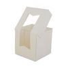 White Window Bakery Boxes with Attached Flip Top, 4-Corner Beers Design, 4.5 x 4.5 x 4.5, White, Paper, 200/Carton2