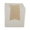 White Window Bakery Boxes with Attached Flip Top, 4-Corner Beers Design, 4.5 x 4.5 x 4.5, White, Paper, 200/Carton4