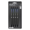 207 Plus+ Gel Pen, Retractable, Medium 0.7 mm, Blue Ink, Black Barrel, 4/Pack2