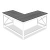 L-Shaped Farmhouse Desk, 58.27" x 58.27" x 29.53", Gray/White2