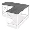 L-Shaped Farmhouse Desk, 58.27" x 58.27" x 29.53", Gray/White3