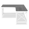 L-Shaped Farmhouse Desk, 58.27" x 58.27" x 29.53", Gray/White4