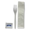 Three-Piece Utensil Set, Fork/Napkin/Salt Packet, White, 500/Carton4