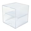 Stackable Cube Organizer, Divided, 2 Compartments, Plastic, 6 x 6 x 6, Clear6