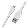 BOOST CHARGE Braided Lightning to USB-A ChargeSync Cable, 3.3 ft, White3
