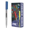 StrideMark Permanent Marker, Fine Bullet Tip, Blue, 12/Pack2