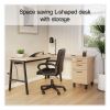 Essentials Single-Pedestal L-Shaped Desk with Integrated Power Management, 59.8" x 59.8 x 29.7", Natural Wood/Black3