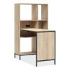 Turing Home Office Workstation with Integrated Bookcase and Power Center, 48.3" x 31.75" x 55.25", Desert Ash/Black2