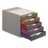 VARICOLOR® Stackable Plastic Drawer Box, 5 Drawers, Letter to Folio Size Files, 11.5" x 14" x 11", Gray2