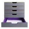 VARICOLOR® Stackable Plastic Drawer Box, 5 Drawers, Letter to Folio Size Files, 11.5" x 14" x 11", Gray3