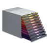 VARICOLOR® Stackable Plastic Drawer Box, 10 Drawers, Letter to Folio Size Files, 11.5" x 14" x 11", Gray2