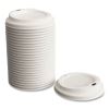 Compostable Plastic Hot Cup Lids, Fits 10 oz , 12 oz, 16 oz Cups, White, 50/Pack4