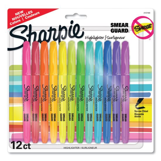 Pocket Style Highlighters, Assorted Ink Colors, Chisel Tip, Assorted Barrel Colors, 12/Pack1