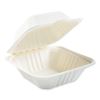 Bagasse PFAS-Free Food Containers, 1-Compartment, 6 x 6 x 3.19, White, Bamboo/Sugarcane, 500/Carton3