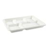 Bagasse PFAS-Free Food Tray, 5-Compartment, 8.26 x 0.98 x 10.9, White, Bamboo/Sugarcane, 500/Carton2