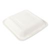 Bagasse PFAS-Free Food Containers, 3-Compartment, 9 x 9 x 3.19, White, Bamboo/Sugarcane, 200/Carton4