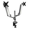 Multi-Directional Dual Monitor Arm, For 30" Monitors, 360 Deg Rotation, 105 Deg Tilt, 360 Deg Pan, Silver/WH, Supports 20 lbs2