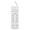 Surge Protector, 10 AC Outlets/2 USB Ports, 6 ft Cord, 3,000 J, White5