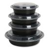 Food Container, 24 oz, 7.28 x 7.28 x 1.96, Black/Clear, Plastic, 150/Carton3