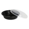 Food Container, 48 oz, 8.85 x 8.85 x 2.24, Black/Clear, Plastic, 150/Carton2