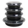 Food Container, 48 oz, 8.85 x 8.85 x 2.24, Black/Clear, Plastic, 150/Carton3