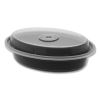 Newspring VERSAtainer Microwavable Containers, Oval, 12 oz, 6.8 x 4.8 x 1.45, Black/Clear, Plastic, 150/Carton2