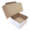 White One-Piece Non-Window Bakery Boxes, 10 x 10 x 5, White/Kraft, Paper, 100/Bundle2