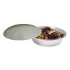 Round Aluminum To-Go Containers with Lid, 48 oz, 9" Diameter x 1.66"h, Silver, 200/Carton3