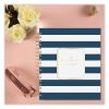 Day Designer Navy Stripe Daily/Monthly Planner, Navy Stripe Artwork, 10 x 8, Navy/White/Gold Cover, 12-Month (Jan-Dec): 20243