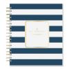 Day Designer Navy Stripe Daily/Monthly Planner, Navy Stripe Artwork, 10 x 8, Navy/White/Gold Cover, 12-Month (Jan-Dec): 20245