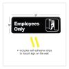 Employees Only Indoor/Outdoor Wall Sign, 9" x 3", Black Face, White Graphics, 3/Pack2