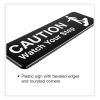 Caution Watch Your Step Indoor/Outdoor Wall Sign, 9" x 3", Black Face, White Graphics, 3/Pack2