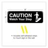 Caution Watch Your Step Indoor/Outdoor Wall Sign, 9" x 3", Black Face, White Graphics, 3/Pack3